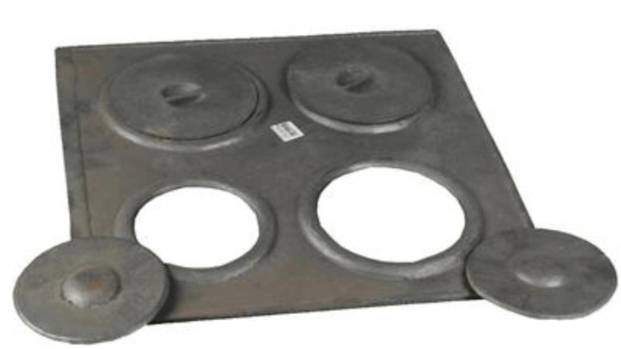 CHAPA FOGAO QUAD 46X46CM C/TAMPA 4 FUROS